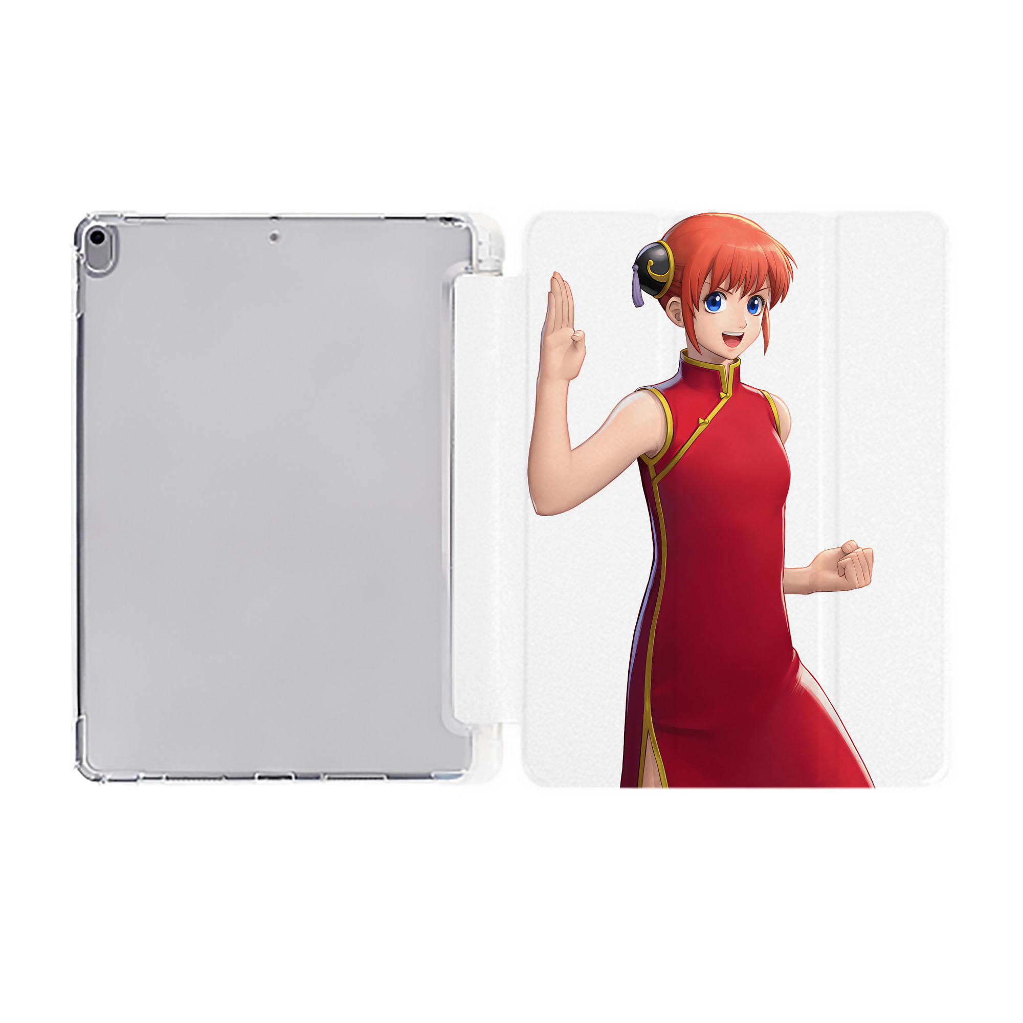 ぎんたま 坂田銀時（さかたぎんとき） 神楽 志村新八（しむら しんぱち） GINTAMA Sakata Gintoki Kagura Shimura Shinpachi IPad ケース ペン収納付き 三つ折りスタンド PUレザー×シリコン 対応機種9.5/10.5/10.9インチ